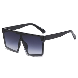 Modern oversized square sunglasses with black frame and gradient grey lenses for fashion