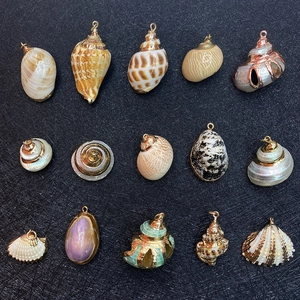Natural Shell Conch Pendants With Gold Plated Edging DIY Jewelry Making Charms For Necklace Bracelet Handcrafted Craft Accessories