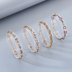 Bracciale A Catena Cubana Smalto Colorato Acciaio Inossidabile Placcato Oro Regolabile Gioielli Moda Hip Hop Unisex
