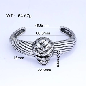 Detailed dimensions of Egyptian mummy gothic stainless steel cuff bracelet weighing 64.67g