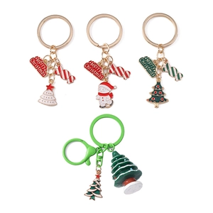 Christmas tree and snowman keychain set with Merry Christmas pendants for bag decor