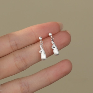 S925 sterling silver water drop zircon earrings with a brushed matte finish for women