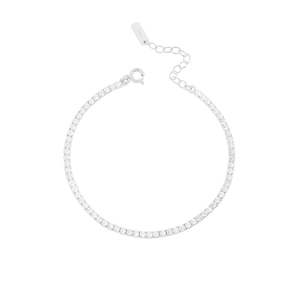 Classic S925 sterling silver tennis bracelet with round brilliant-cut cubic zirconia stones