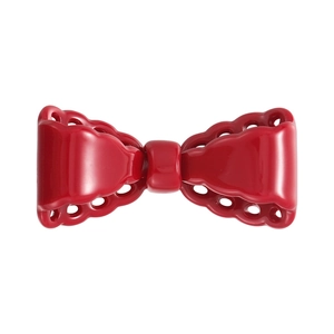 Vintage red bow hair clip for women with cutout design on a clean white background
