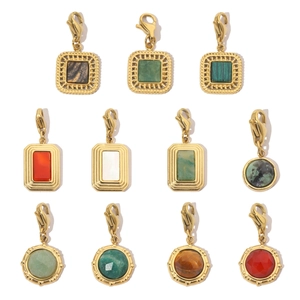 Geometric Natural Stone Pendants Stainless Steel Lobster Clasp DIY Jewelry Making Accessories Vintage Charms Women