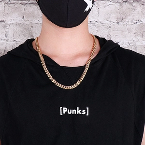 Streetwear style thick gold cuban chain necklace made of durable stainless steel