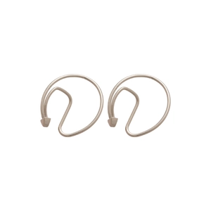 Minimalist silver geometric ear clips with double-line design and pyramid accents