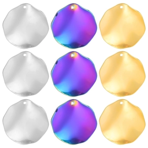 Détail de pendentifs octogonaux en métal en argent, or et arc-en-ciel pour bijoux DIY