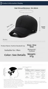 Size chart for men winter baseball hat with ear flaps and head measurement guide