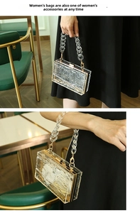 Detail der transparenten Acryl-Abendtasche mit Eisbruch-Struktur und Goldverschluss