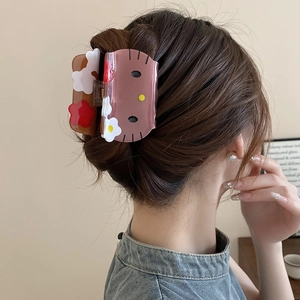 Sweet acrylic floral Kitty cat hair claw clip for elegant women hairstyles