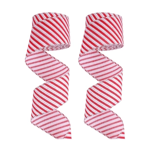 Nastro Di Natale Rosso Bianco Scacchi Righe Bordo Cablato Poliestere Per Fiocchi DIY Confezione Regalo Decorazione