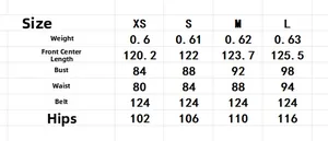 Detailed size chart for the halter neck biker dress with length and bust measurements