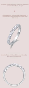Detail of channel setting moissanite ring with 8 D-color 3EX round cut stones