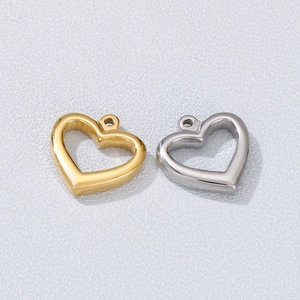 Heart Hollow Pendant Stainless Steel DIY Necklace Bracelet Making Findings Polished Stamped Accessories For Women