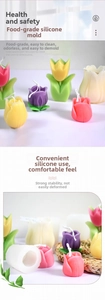 Detailed food-grade silicone mold for DIY tulip flower candles with realistic petal texture