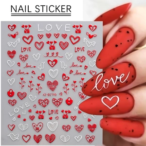 Valentine Day Heart Nail Art Stickers Love Letter Romantic 3D Adhesive Manicure Decoration For Women
