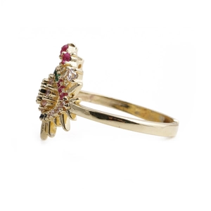Türkischer Evil Eye Sonnenblumenring mit bunten Kristallen und goldener Basis