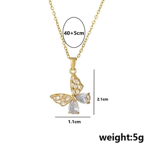 Goldene Phantom-Schmetterlingskette mit Strass-Anhänger und 45cm langer Gliederkette