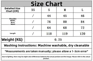 Detailed size chart for sleeveless V-neck midi dress with measurements in centimeters