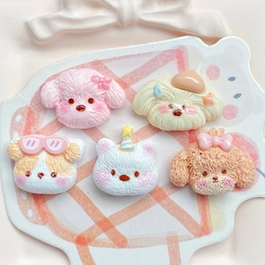 DIY resin cartoon puppy and cat charms for hair clips and phone case decoration