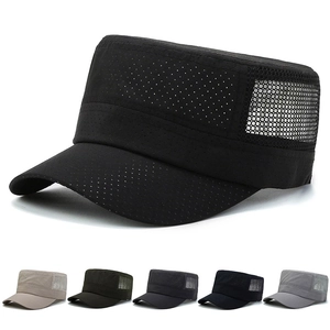 Herren Mesh Atmungsaktiv Kadettenmütze Polyester Flache Militärmütze Outdoor Angeln Sonnenschutz Verstellbar