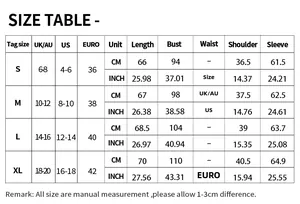 Detailed size guide table for Bohemian printed shirt showing S to XL measurements