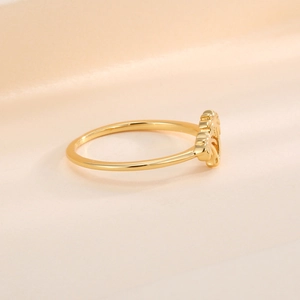 Minimalist gold palm tree ring for women featuring a tropical coconut tree design
