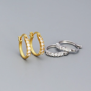 925 Sterling Silver Hoop Earrings Sparkling Cubic Zirconia Geometric Minimalist Minimalist Jewelry For Women Elegant Style