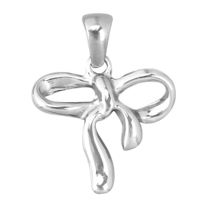 Poliertes Silber Schleife Anhänger Halskette Charm aus hochwertigem Edelstahl