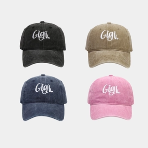 Baseball Cap Washed Cotton Letter Embroidery Gigi Distressed Vintage Adjustable Hip Hop Dad Hat For Men Women