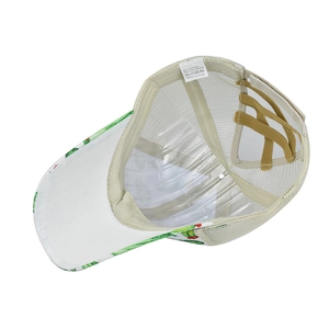 Detail view of the breathable mesh back and elastic criss-cross bands for high pony baseball cap