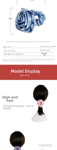 Detailed view of satin rose hair scrunchie with dimensions 10x8cm and silky texture
