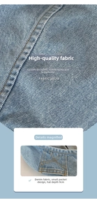 Detail der blauen Denim-Baskenmütze mit Vintage-Taschendesign und 9cm Tiefenmaß