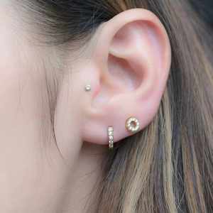 S925 silver needle geometric round zircon earrings set in gold finish for women