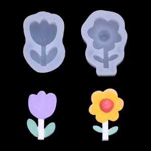 Moules en silicone fleurs de dessin animé pour créations en résine tulipe et tournesol
