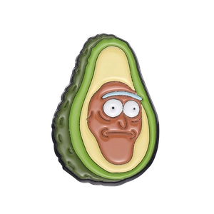Cartoon Rick avocado enamel pin badge made of green zinc alloy for clothing and bags