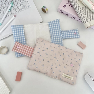 Aesthetic plaid and floral fabric organizers for planners or tablets with snap closure