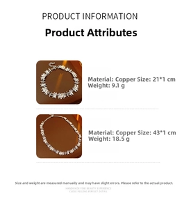 Detail view of silver zircon geometric chain set with size and weight specifications