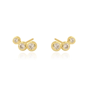 Small 925 Sterling Silver Earring Post Cubic Zirconia Row Stud Earrings And Ear Cuff For Women Minimalist Delicate Jewelry