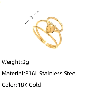 Detailed specifications of 8mm 18K gold stainless steel ring with 2g weight details