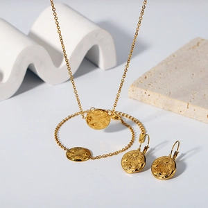 Vintage Sun Moon Star Pendant Necklace Bracelet Earrings 18K Gold Plated Stainless Steel Jewelry Women