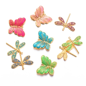Edelstahl Schmetterling Libelle Anhänger Für DIY Schmuckherstellung Bunte Öl-Tropfen Emaille Charms Ohrringe Armband
