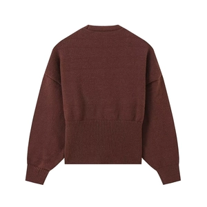 Close-up of the back view showing dark brown knitted texture and premium stitching