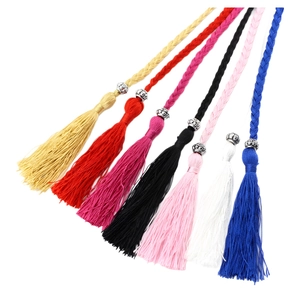 Women Braided Rope Belt Cotton Linen Waist Chain With Tassels And Metal Beads Ethnic Boho Knotted Dress Accessory