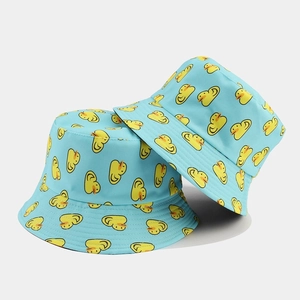 Cute Yellow Duck Reversible Bucket Hat Cotton Twill Sun Protection Summer Outdoor Casual Sunshade Fisherman Hat Unisex