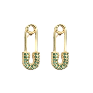 Copper Paperclip Stud Earrings With Micro Pave Colorful Zircon Fashion Jewelry For Women Elegant Trendy Accessories