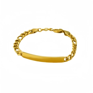 18K gold-plated titanium steel bracelet with a smooth rectangular engravable ID plate