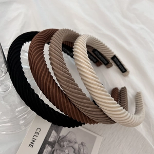 Ribbed Fabric Padded Headband Simple Solid Color Sponge Hair Band Handmade Summer Hair Accessory For Women