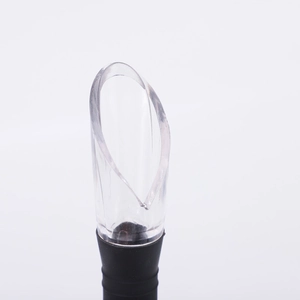 3-in-1 stainless steel wine chiller stick with clear pourer and rubber seal on white background
